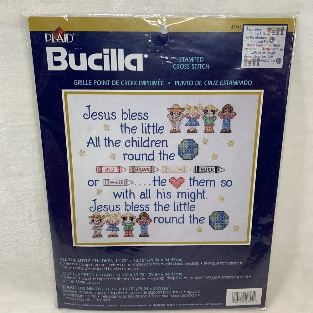 NIP Bucilla Stamped Cross Stitch Kit All The Little Children 42745 Jesus NEW HTF